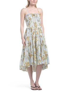 US TOGETHER Striped Dress With Floral Print